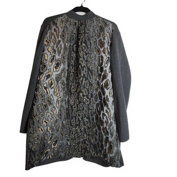 Chico's Animal-Detail Woven-Back Cardigan Sweater - sz L - Picture 4 of 7